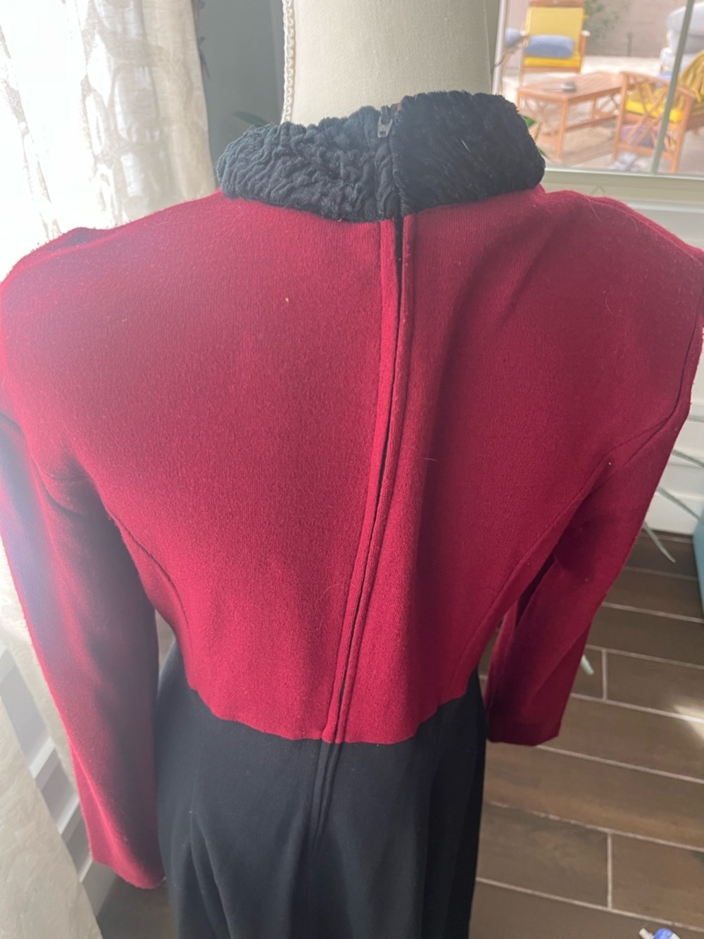 Vintage expo red Black Long Sleeve Dress Mandarin Knot Victorian Whimsigoth - Picture 6 of 7